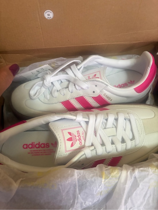 adidas Shoes - Adidas Sambae J Kids 6 Women’s 7.5 White Shock Pink Gold JP9532 New